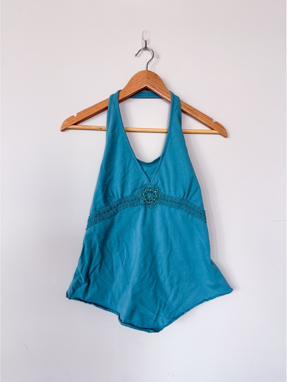 VTG Y2K NWOT Sonoma Teal Beaded Halter Top Boho Indie Festival